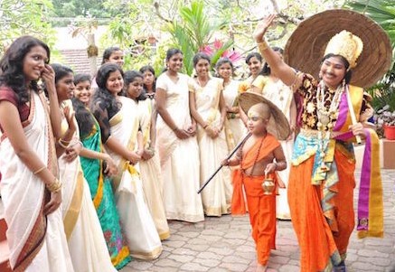 Onam parade with Mahabali and Vaman 'dwarf'